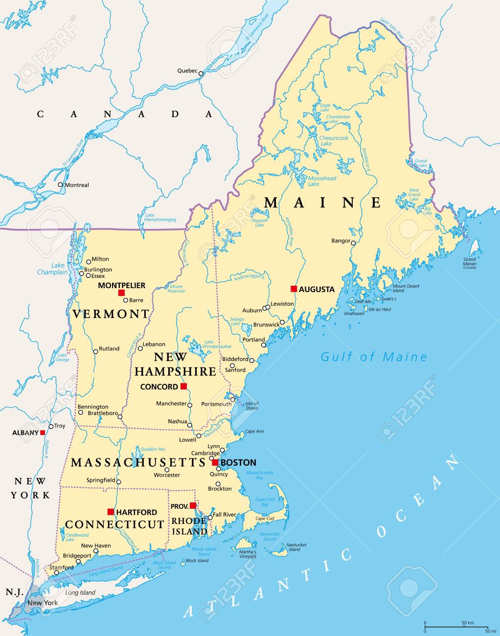 New England service area map